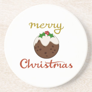 Frohe Weihnachten+Pudding Design Getränkeuntersetzer