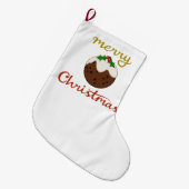 Frohe Weihnachten+Pudding Design Großer Weihnachtsstrumpf (Vorderansicht (hängend))