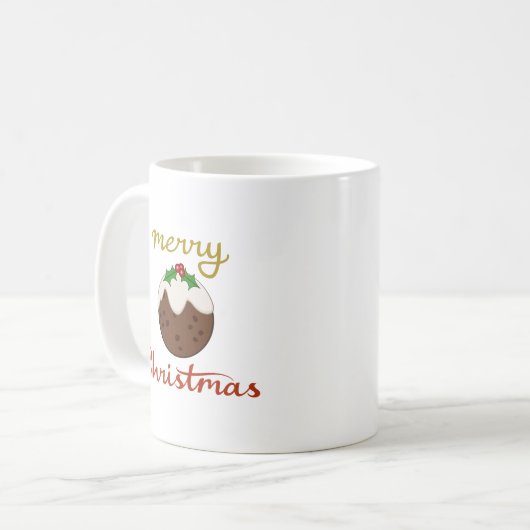 Frohe Weihnachten+Pudding Design Kaffeetasse (Vorderseite Links)