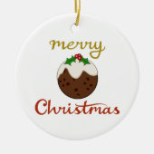 Frohe Weihnachten+Pudding Design Keramik Ornament (Vorne)