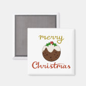 Frohe Weihnachten+Pudding Design Magnet (Vorderseite/Rückseite)