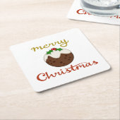 Frohe Weihnachten+Pudding Design Rechteckiger Pappuntersetzer (angewinkelt)