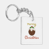 Frohe Weihnachten+Pudding Design Schlüsselanhänger (Vorderseite links)