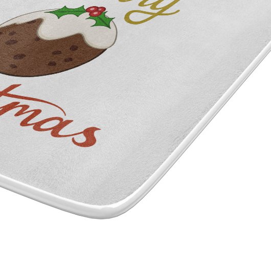 Frohe Weihnachten+Pudding Design Schneidebrett (Ecke)