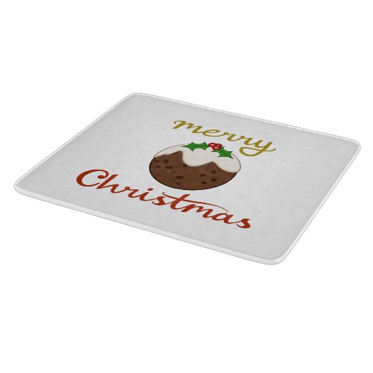 Frohe Weihnachten+Pudding Design Schneidebrett (Ecke)