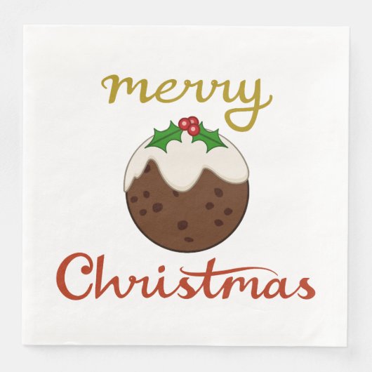 Frohe Weihnachten+Pudding Design Serviette (Vorderseite)
