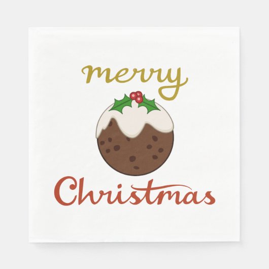 Frohe Weihnachten+Pudding Design Serviette (Vorderseite)