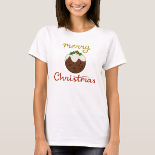 Frohe Weihnachten+Pudding Design T-Shirt
