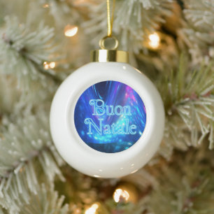 Frohe Weihnachten - Qaanaaq - Nordlichter Keramik Kugel-Ornament