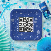 Frohe Weihnachten QR-Code auf Schneeflocken Pappteller (Party)