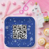 Frohe Weihnachten QR-Code auf Schneeflocken Pappteller (Party)