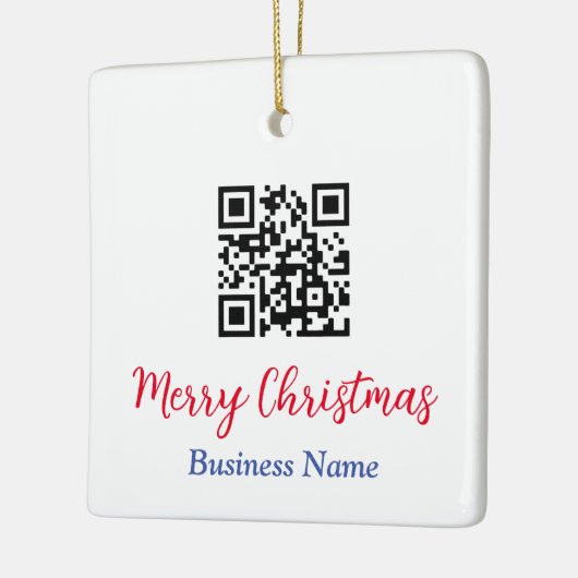 Frohe Weihnachten, QR-Code, Firmenname Keramikornament (Links)