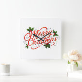Frohe Weihnachten Quadratische Wanduhr (Zuhause)
