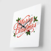 Frohe Weihnachten Quadratische Wanduhr (Winkel)