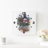Frohe Weihnachten Quadratische Wanduhr (Zuhause)