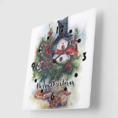 Frohe Weihnachten Quadratische Wanduhr (Winkel)