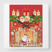 Frohe Weihnachten Quadratische Wanduhr (Vorderseite)