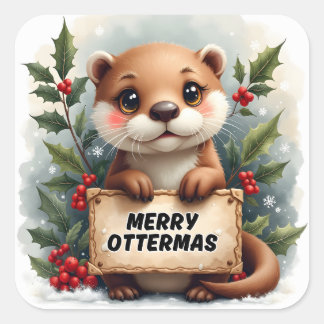 Frohe Weihnachten Quadratischer Aufkleber