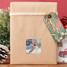 Frohe Weihnachten Quadratischer Aufkleber