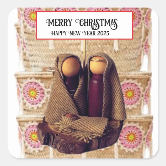 Frohe Weihnachten! Quadratischer Aufkleber (Vorderseite)