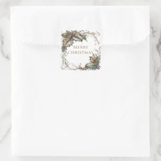 Frohe Weihnachten Quadratischer Aufkleber (Tasche)