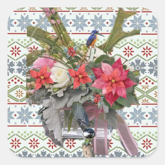 Frohe Weihnachten! Quadratischer Aufkleber (Vorderseite)