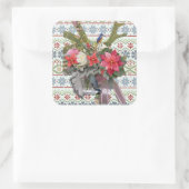 Frohe Weihnachten! Quadratischer Aufkleber (Tasche)