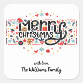 Frohe Weihnachten Quadratischer Aufkleber (Vorderseite)