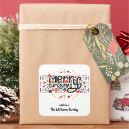 Frohe Weihnachten Quadratischer Aufkleber