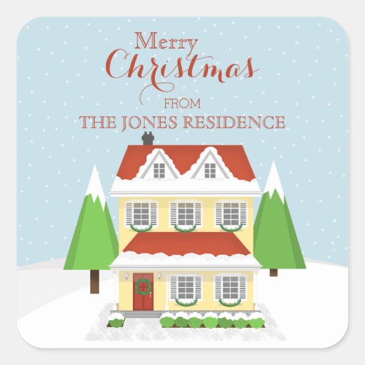 Frohe Weihnachten Quadratischer Aufkleber (Vorderseite)