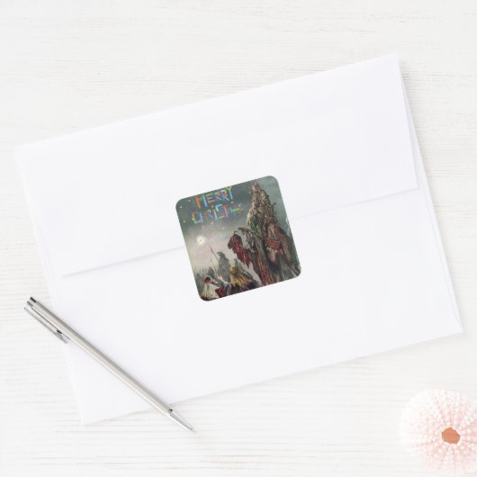 Frohe Weihnachten Quadratischer Aufkleber (Umschlag)