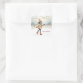 Frohe Weihnachten! Quadratischer Aufkleber (Tasche)