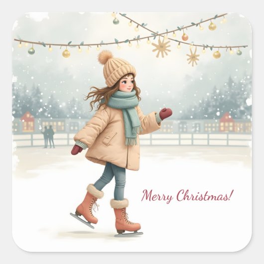 Frohe Weihnachten! Quadratischer Aufkleber (Vorderseite)