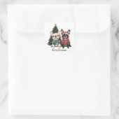 Frohe Weihnachten Quadratischer Aufkleber (Tasche)