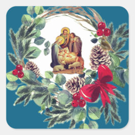 Frohe Weihnachten! Quadratischer Aufkleber