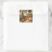 Frohe Weihnachten Quadratischer Aufkleber (Tasche)
