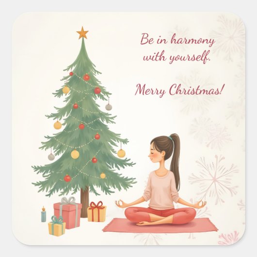 Frohe Weihnachten! Quadratischer Aufkleber (Vorderseite)