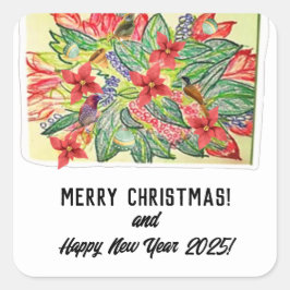 Frohe Weihnachten! Quadratischer Aufkleber