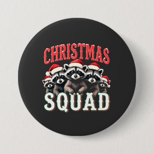 Frohe Weihnachten Raccoon Weihnachtsmannmütze Lieb Button