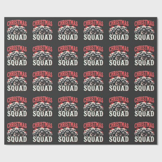 Frohe Weihnachten Raccoon Weihnachtsmannmütze Lieb Geschenkpapier (Flach)