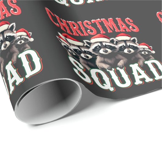 Frohe Weihnachten Raccoon Weihnachtsmannmütze Lieb Geschenkpapier (Rolleneckpunkt)