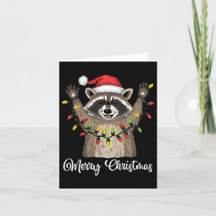 Frohe Weihnachten Raccoon Weihnachtsmannmütze Xmas Karte