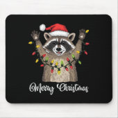 Frohe Weihnachten Raccoon Weihnachtsmannmütze Xmas Mousepad (Vorne)