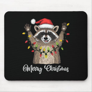 Frohe Weihnachten Raccoon Weihnachtsmannmütze Xmas Mousepad