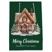 Frohe Weihnachten Real Anwesen Company Green Custo Mittlere Geschenktüte (Rückseite)