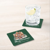 Frohe Weihnachten Real Anwesen Company Green Party Rechteckiger Pappuntersetzer (Vor Ort)
