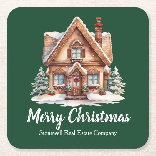 Frohe Weihnachten Real Anwesen Company Green Party Rechteckiger Pappuntersetzer (Vorderseite)