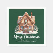 Frohe Weihnachten Real Anwesen Company Green Party Serviette (Vorderseite)