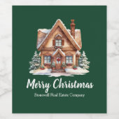 Frohe Weihnachten Real Anwesen Company Green Party Weinetikett (Einzelnes Label)