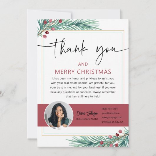 Frohe Weihnachten Real Anwesen Foto Vielen Dank, d Einladung (Vorderseite)